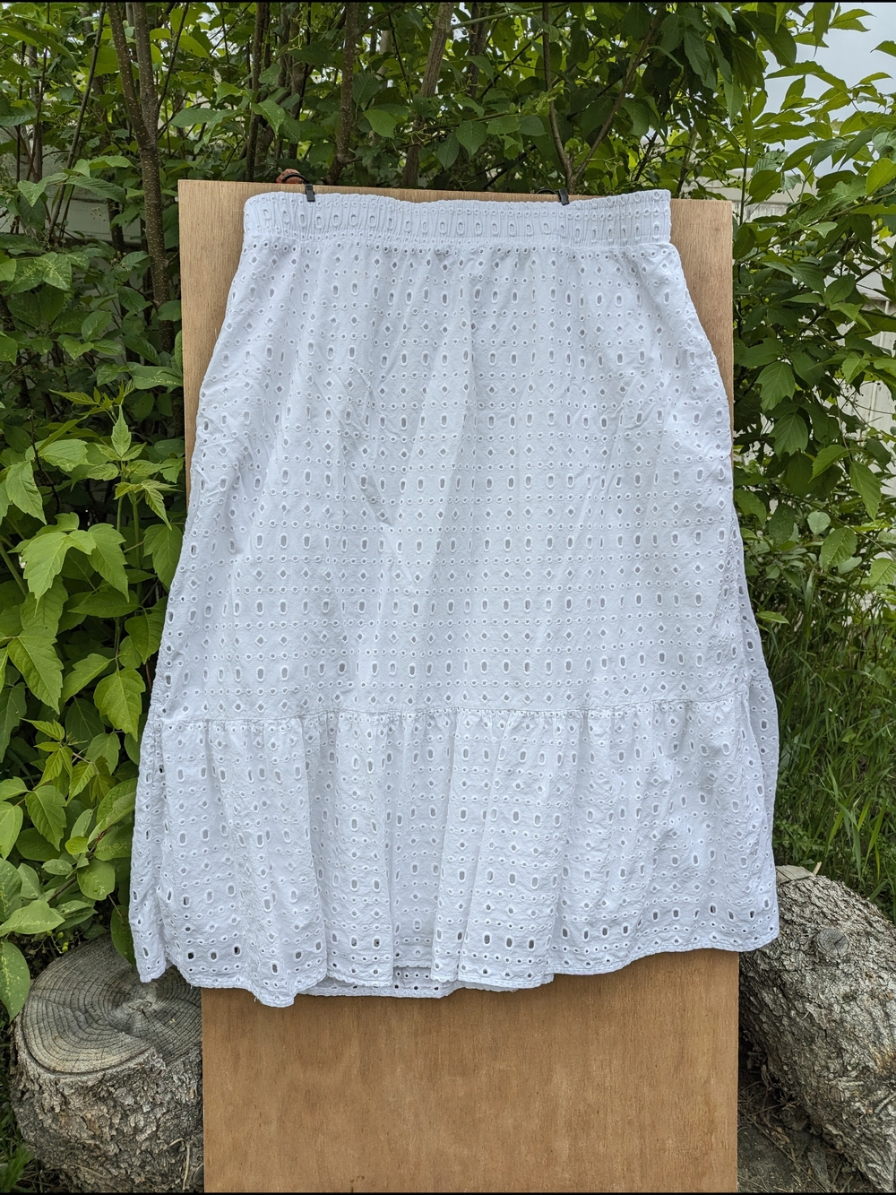 Eyelet Tiered White Romantic Boho City Girl Midi Skirt XL Western Stampede Rodeo - Picture 8 of 12
